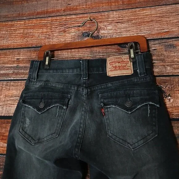 Levis 542 Vintage Jeans 6 Low Rise Flare Washed Black Denim Stretch '06 - Picture 5 of 9